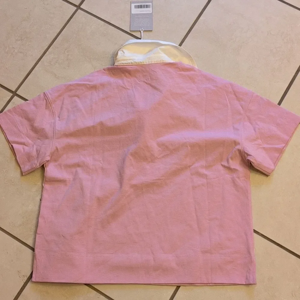 Lot Of 2 NWT Everlane Organic Cotton Polos Short Sleeve Top Mauve White Stripe S - Picture 10 of 16